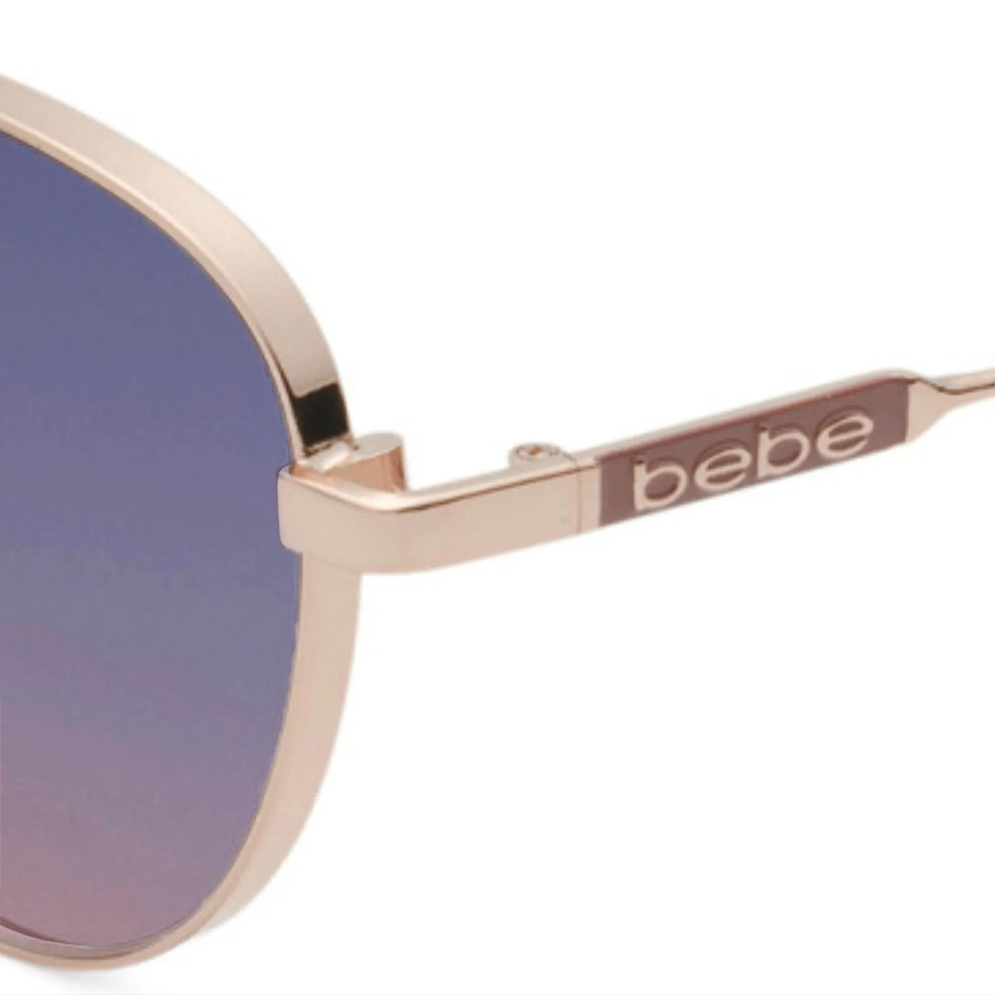 BEBE Women's Gold Tone Metal Frame Round Sunglasses