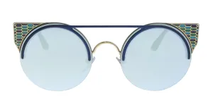 Bulgari BV6088 20206J Blue/ Pale Gold Cat eye Sunglasses
