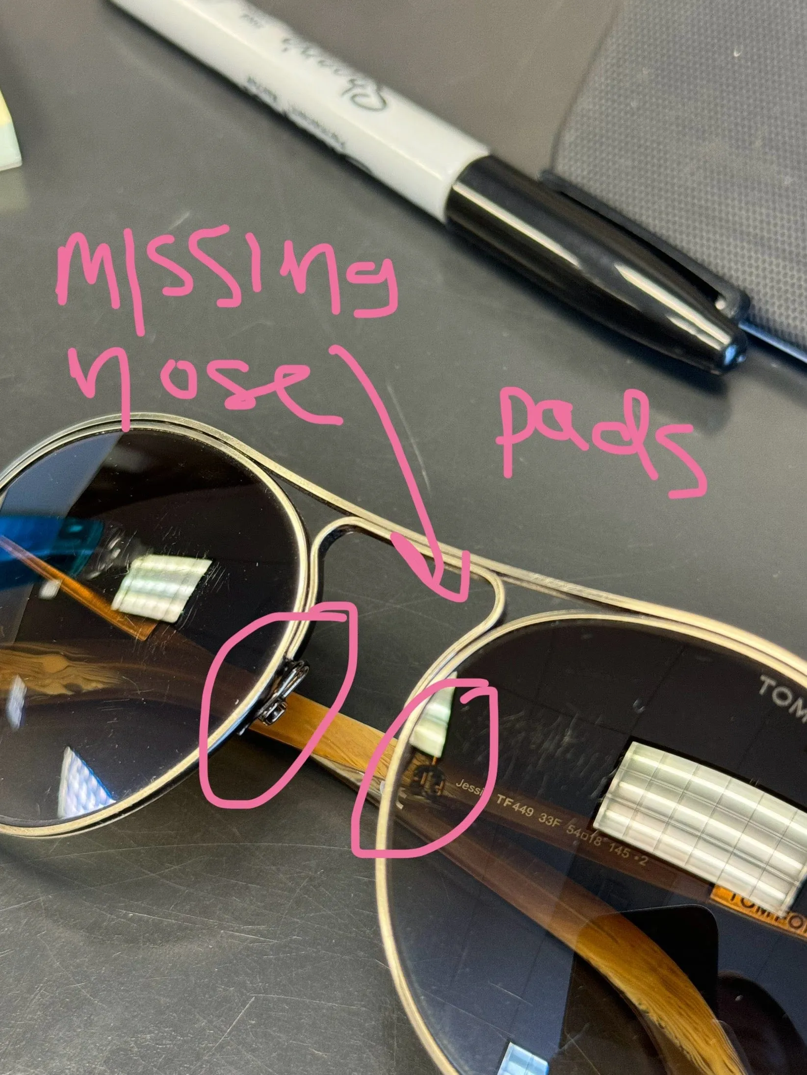 Damaged/ Store Return Tom Ford FT0449 05K Jessie Black Aviator Sunglasses