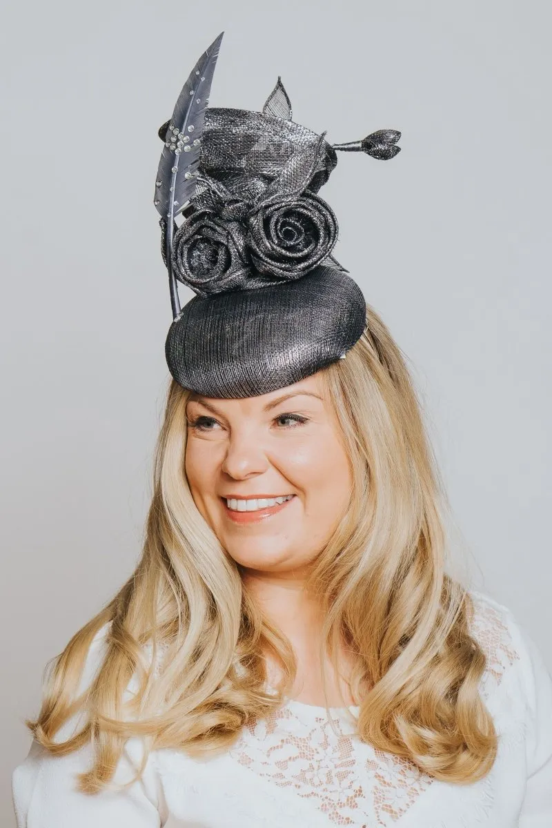 Denim Metallic Stacked Fascinator
