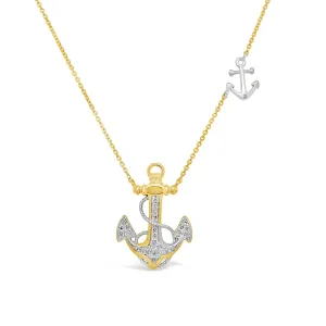 Diamond Two Tone Anchor Necklace