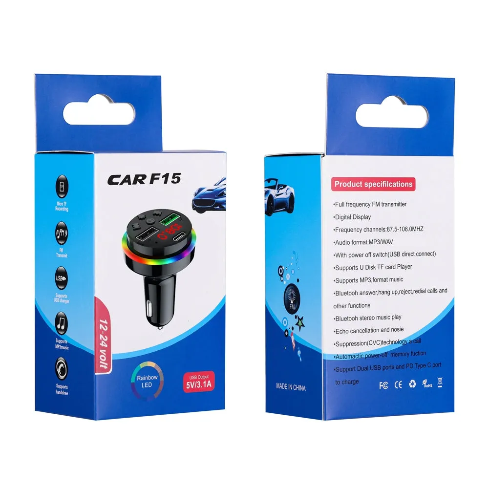 F15 Car Mp3 Player Bluetooth Receiver Hands-free Adapter Dual Usb
