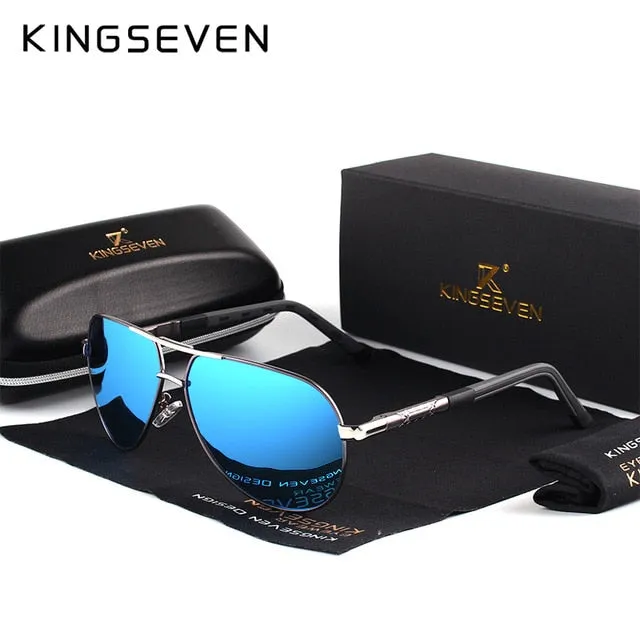 KINGSEVEN Men Vintage Aluminum Polarized Sunglasses