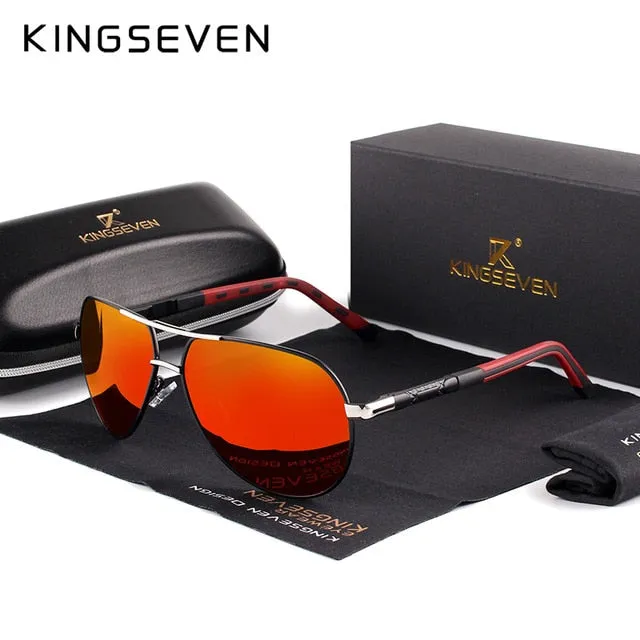 KINGSEVEN Men Vintage Aluminum Polarized Sunglasses