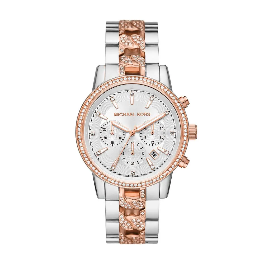 Michael Kors Women's Watch RITZ, 37 mm case size, Quartz Chronograph movement, Stainless Steel strap