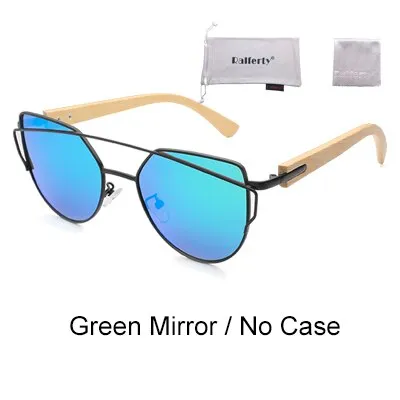 Ralferty Women's Cat Eye Bamboo Wood Mirror Sunglasses K1585