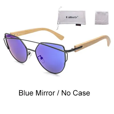 Ralferty Women's Cat Eye Bamboo Wood Mirror Sunglasses K1585