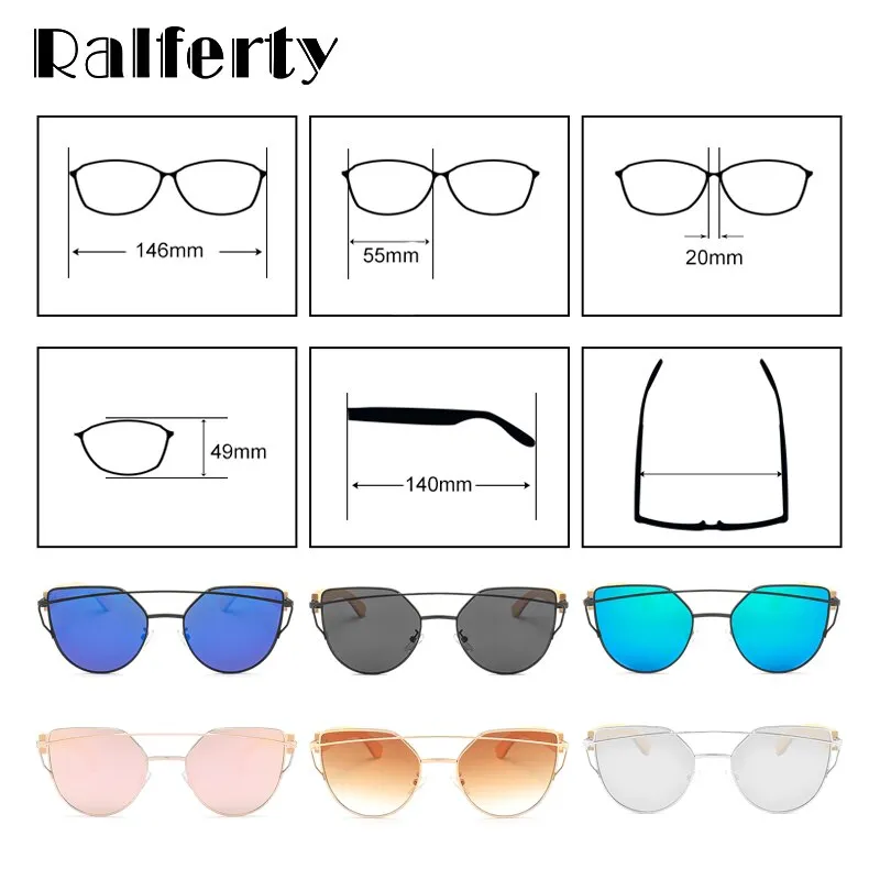 Ralferty Women's Cat Eye Bamboo Wood Mirror Sunglasses K1585