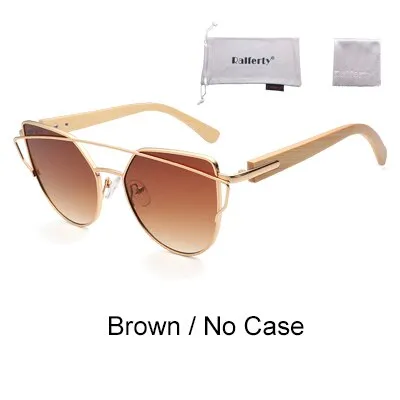 Ralferty Women's Cat Eye Bamboo Wood Mirror Sunglasses K1585