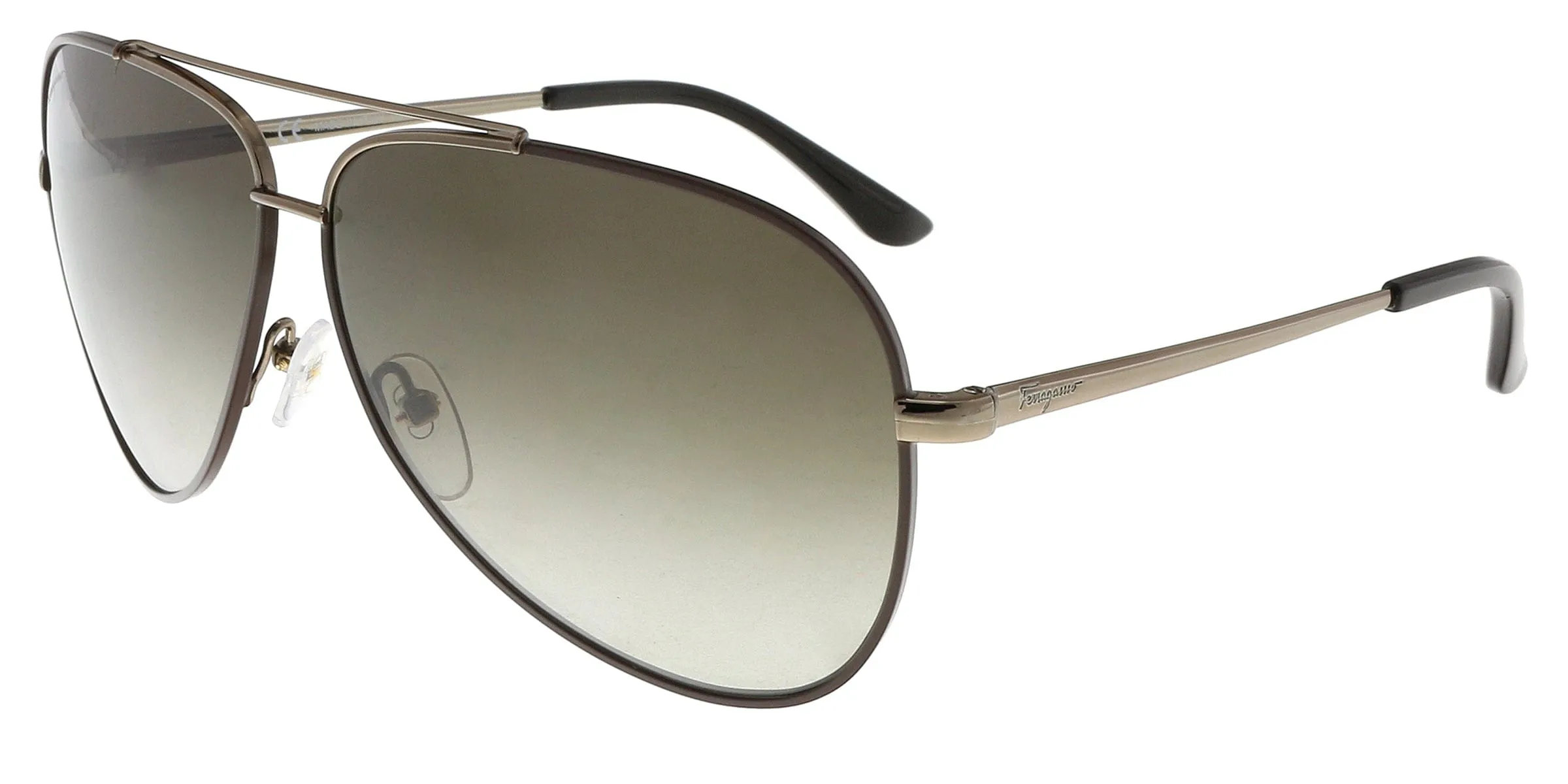 Salvatore Ferragamo SF131S 211 Shiny Brown W/ Dark Brown Aviator Sunglasses
